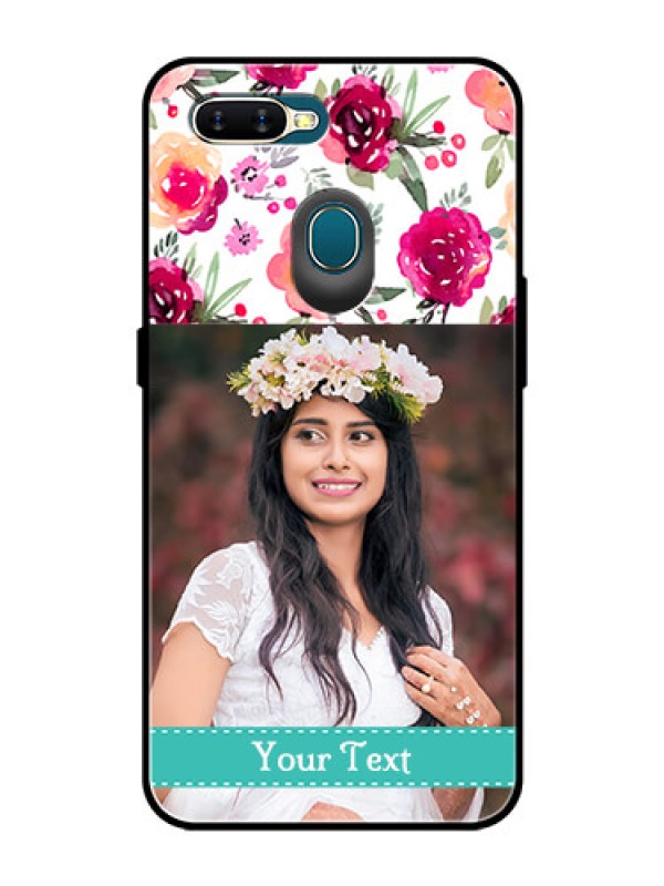 Custom Oppo A5s Custom Glass Phone Case  - Watercolor Floral Design