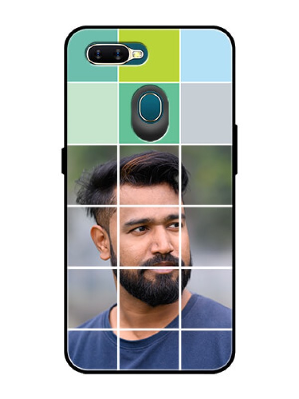 Custom Oppo A5s Photo Printing on Glass Case  - with white box pattern 