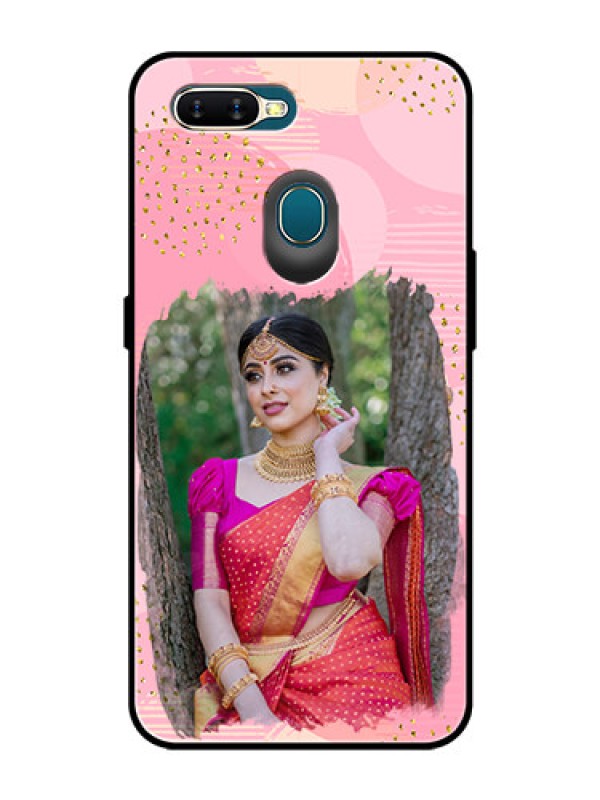 Custom Oppo A5s Personalized Glass Phone Case  - Gold Glitter Splash Design