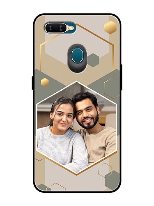 Custom Oppo A5s Photo Printing on Glass Case - Stylish Hexagon Pattern Design