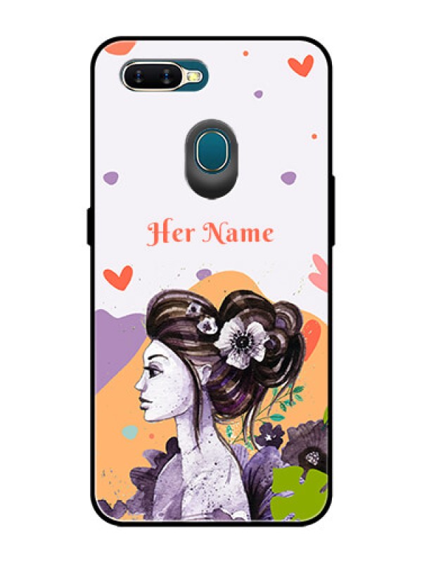 Custom Oppo A5s Personalized Glass Phone Case - Woman And Nature Design