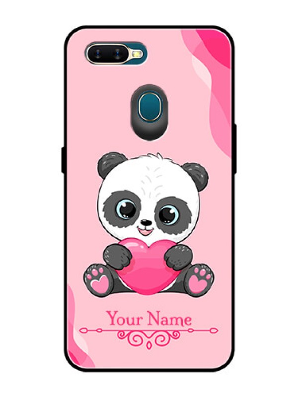 Custom Oppo A5s Custom Glass Mobile Case - Cute Panda Design