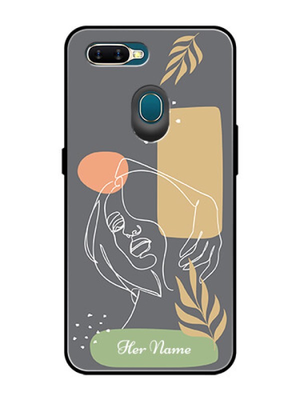 Custom Oppo A5s Custom Glass Phone Case - Gazing Woman line art Design