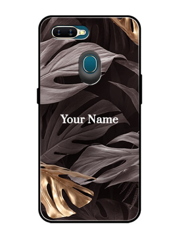 Custom Oppo A5s Personalised Glass Phone Case - Wild Leaves digital paint Design