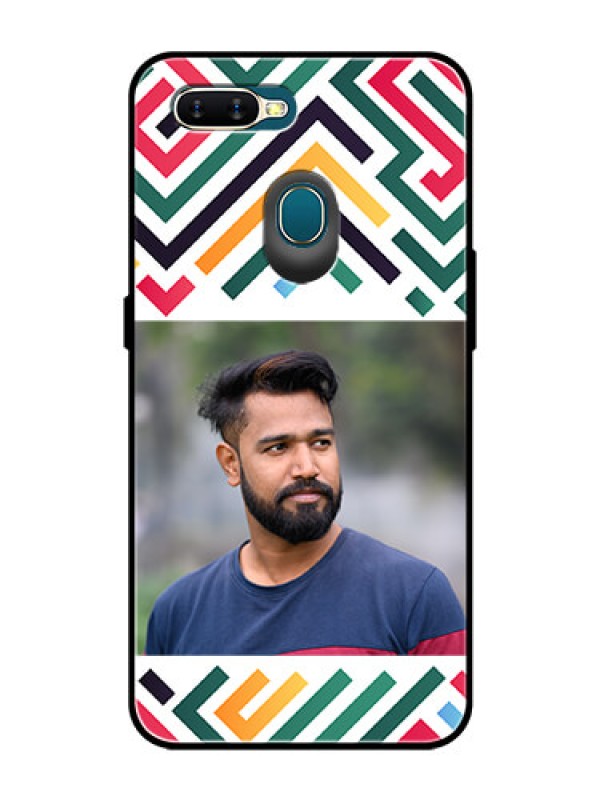 Custom Oppo A5s Personalized Glass Phone Case - Colorful Maze Pattern Design