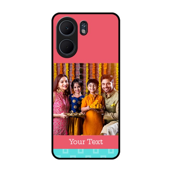 Oppo A5x 4G Custom Glass Phone Case - Peach & Blue Color Design
