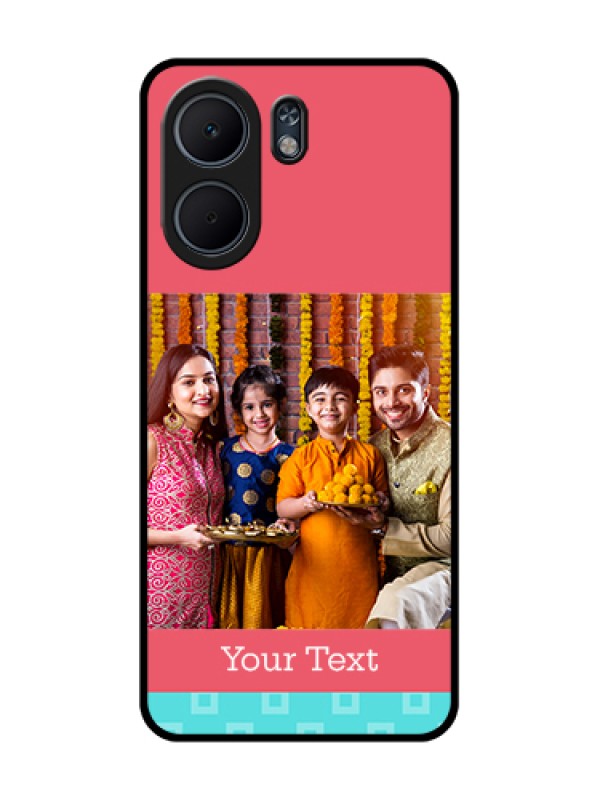 Custom Oppo A5x 4G Custom Glass Phone Case - Peach & Blue Color Design