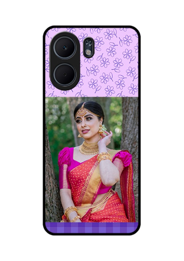 Oppo A5x 4G Custom Glass Phone Case - Purple Floral Design