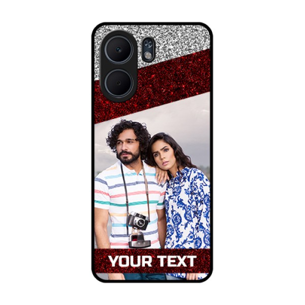 Oppo A5x 4G Custom Glass Phone Case - Image Holder With Glitter Strip Design