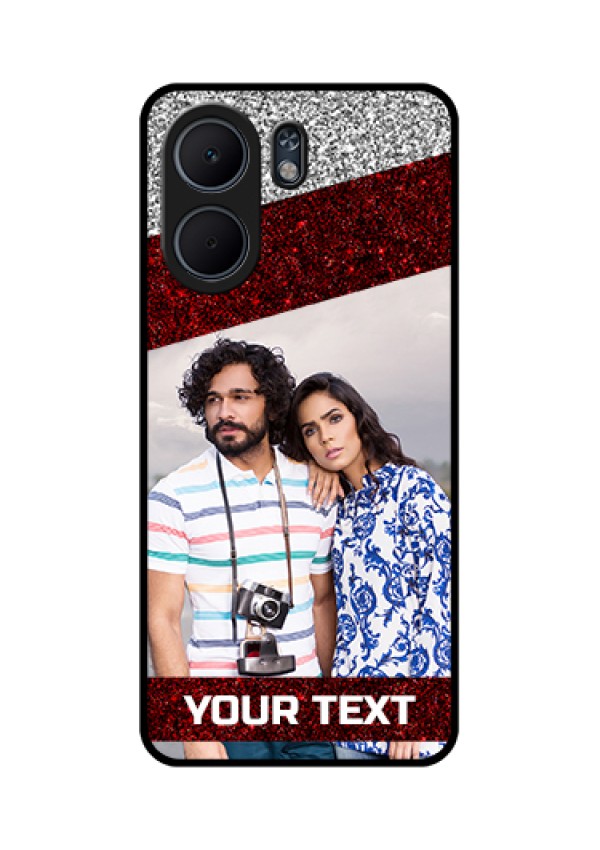 Oppo A5x 4G Custom Glass Phone Case - Image Holder With Glitter Strip Design