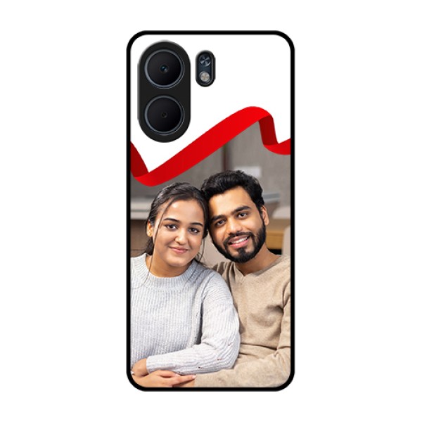 Oppo A5x 4G Custom Glass Phone Case - Red Ribbon Frame Design