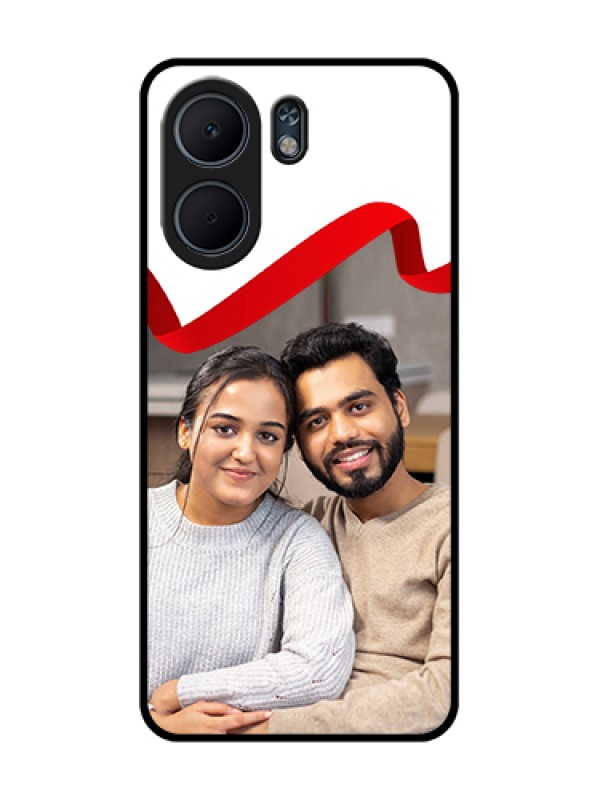 Custom Oppo A5x 4G Custom Glass Phone Case - Red Ribbon Frame Design