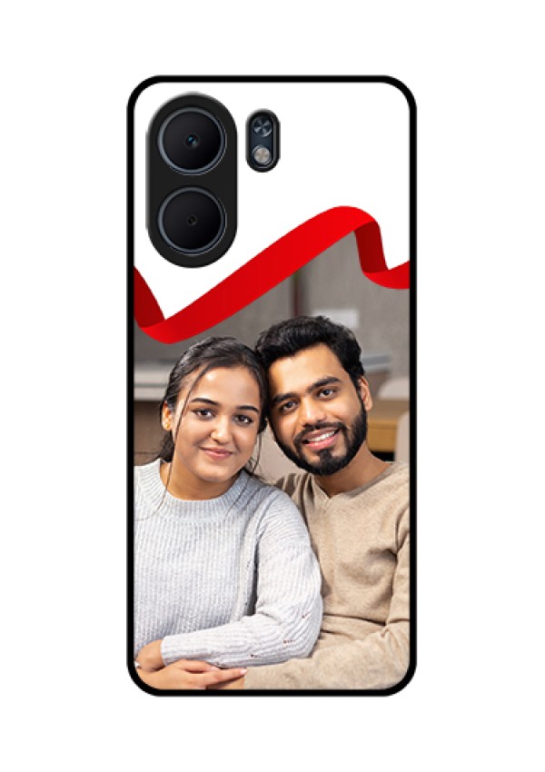 Oppo A5x 5G Custom Glass Phone Case - Red Ribbon Frame Design