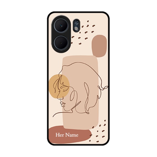 Oppo A5x 5G Custom Glass Phone Case - Calm Woman Line Art Design Oppo A5x 5G Custom Glass Phone Case - Calm Woman Line Art Design
