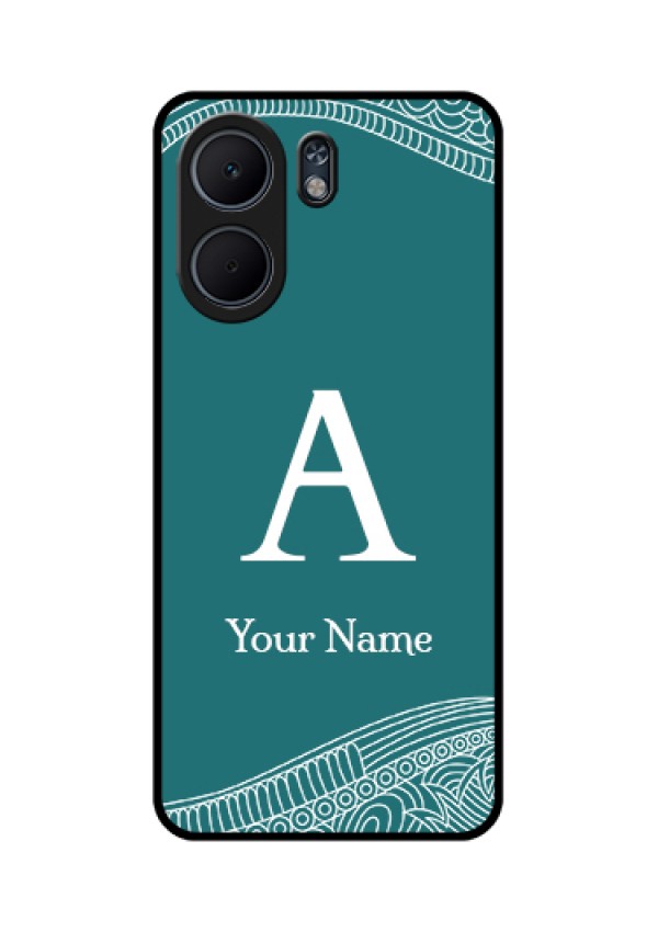 Oppo A5x 5G Custom Glass Phone Case - Line Art Pattern With Custom Name Design