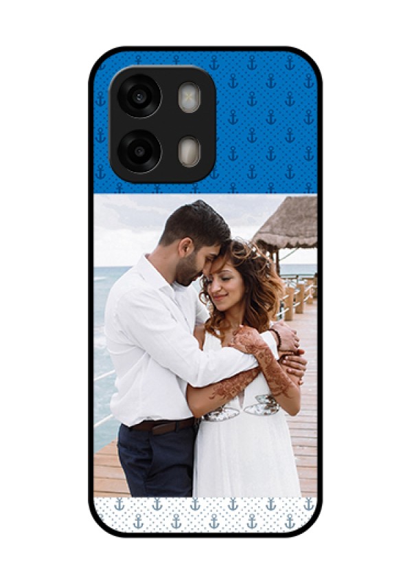 Oppo A6 Pro 5G Custom Glass Phone Case - Blue Anchors Design