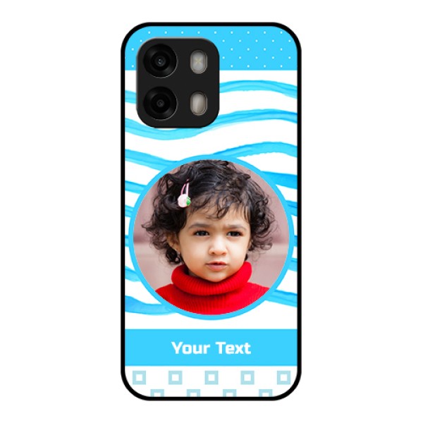 Oppo A6 Pro 5G Custom Glass Phone Case - Simple Blue Case Design