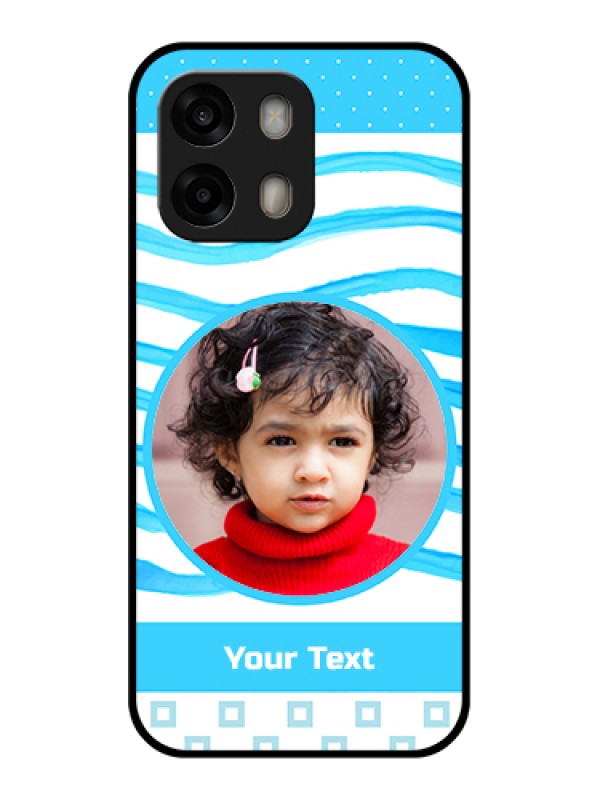 Custom Oppo A6 Pro 5G Custom Glass Phone Case - Simple Blue Case Design