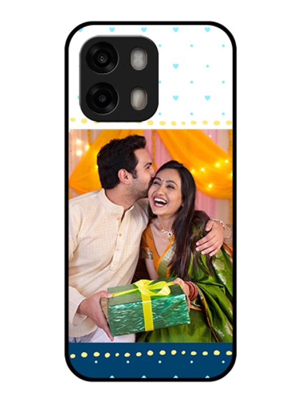 Custom Oppo A6 Pro 5G Custom Glass Phone Case - White And Blue Abstract Design