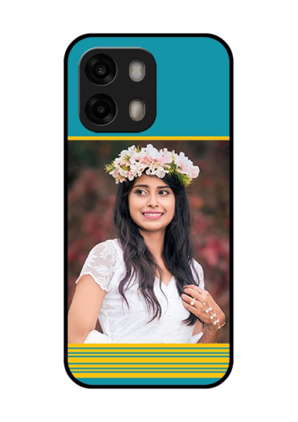 Oppo A6 Pro 5G Custom Glass Phone Case - Yellow & Blue Design