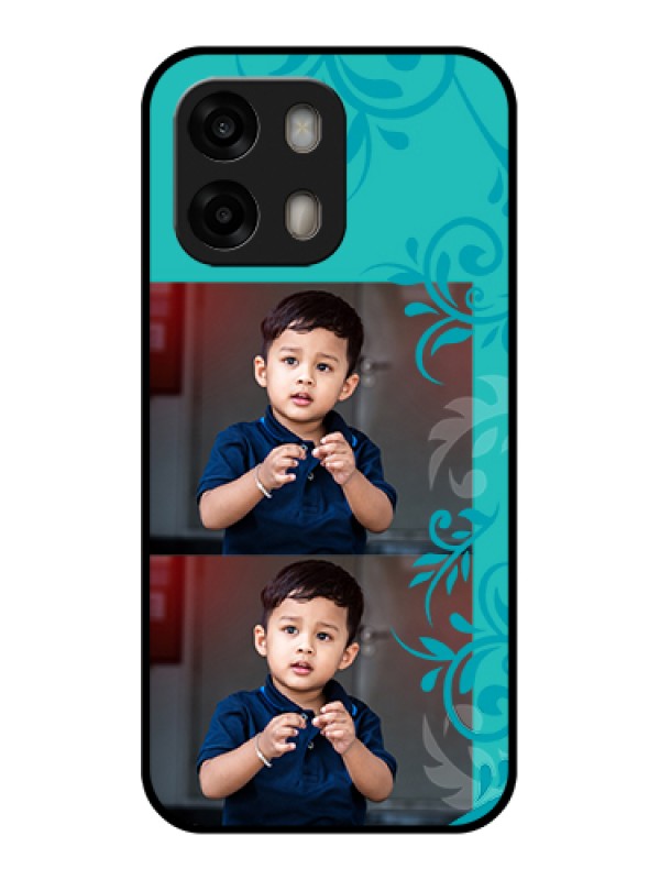 Custom Oppo A6 Pro 5G Custom Glass Phone Case - With Photo And Green Floral Design