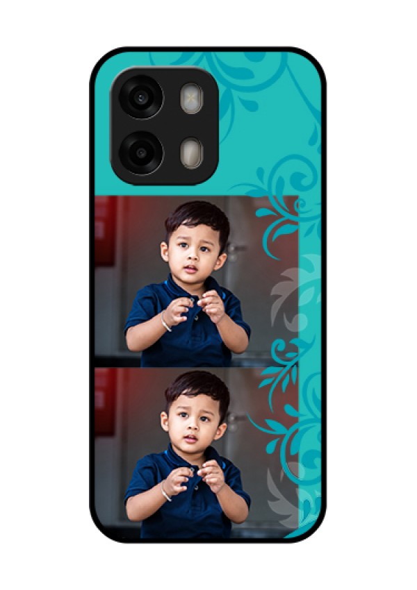 Oppo A6 Pro 5G Custom Glass Phone Case - With Photo And Green Floral Design