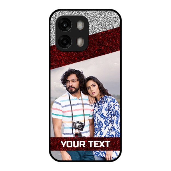 Oppo A6 Pro 5G Custom Glass Phone Case - Image Holder With Glitter Strip Design