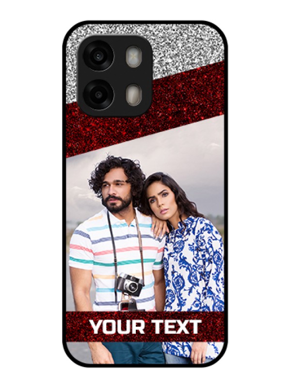 Custom Oppo A6 Pro 5G Custom Glass Phone Case - Image Holder With Glitter Strip Design