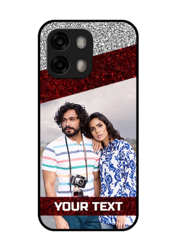 Oppo A6 Pro 5G Custom Glass Phone Case - Image Holder With Glitter Strip Design
