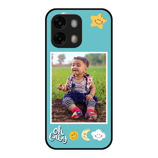 Oppo A6 Pro 5G Custom Glass Phone Case - Smiley Kids Stars Design