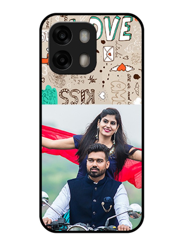 Custom Oppo A6 Pro 5G Custom Glass Phone Case - Love Doodle Pattern