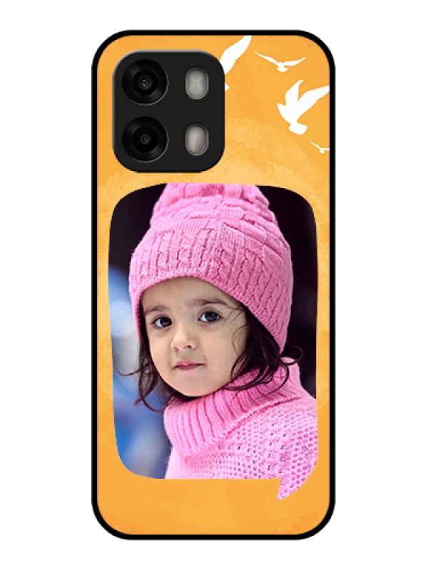 Custom Oppo A6 Pro 5G Custom Glass Phone Case - Water Color Design With Bird Icons