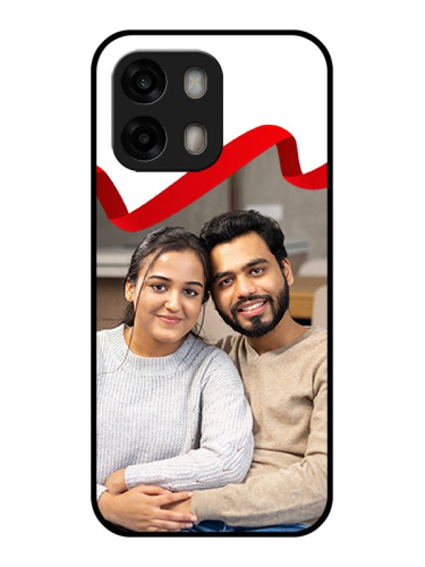 Custom Oppo A6 Pro 5G Custom Glass Phone Case - Red Ribbon Frame Design