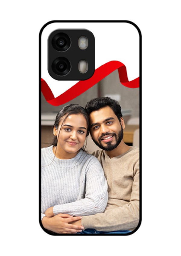 Oppo A6 Pro 5G Custom Glass Phone Case - Red Ribbon Frame Design