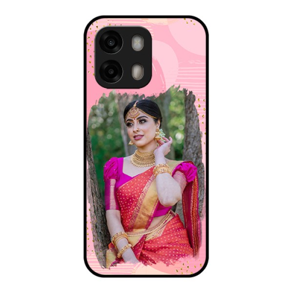 Oppo A6 Pro 5G Custom Glass Phone Case - Gold Glitter Splash Design