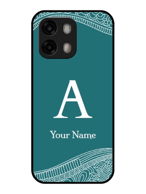 Custom Oppo A6 Pro 5G Custom Glass Phone Case - Line Art Pattern With Custom Name Design