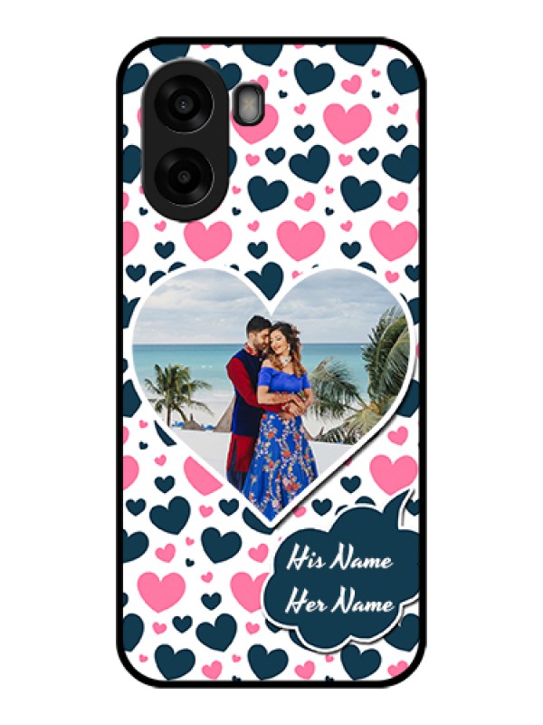Custom Oppo A6s 5G Custom Glass Phone Case - Pink & Blue Heart Design