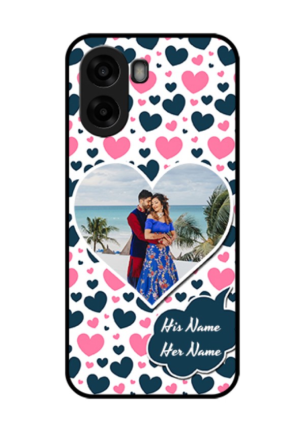 Oppo A6s 5G Custom Glass Phone Case - Pink & Blue Heart Design