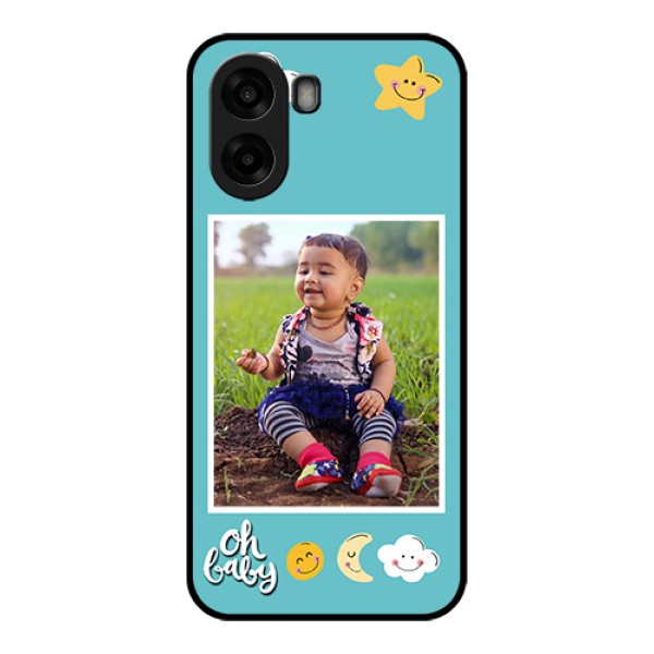 Oppo A6s 5G Custom Glass Phone Case - Smiley Kids Stars Design