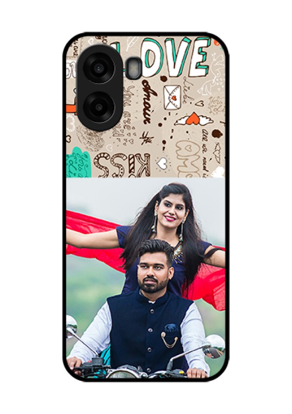 Oppo A6s 5G Custom Glass Phone Case - Love Doodle Pattern
