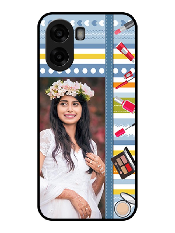 Custom Oppo A6s 5G Custom Glass Phone Case - Makeup Icons Design
