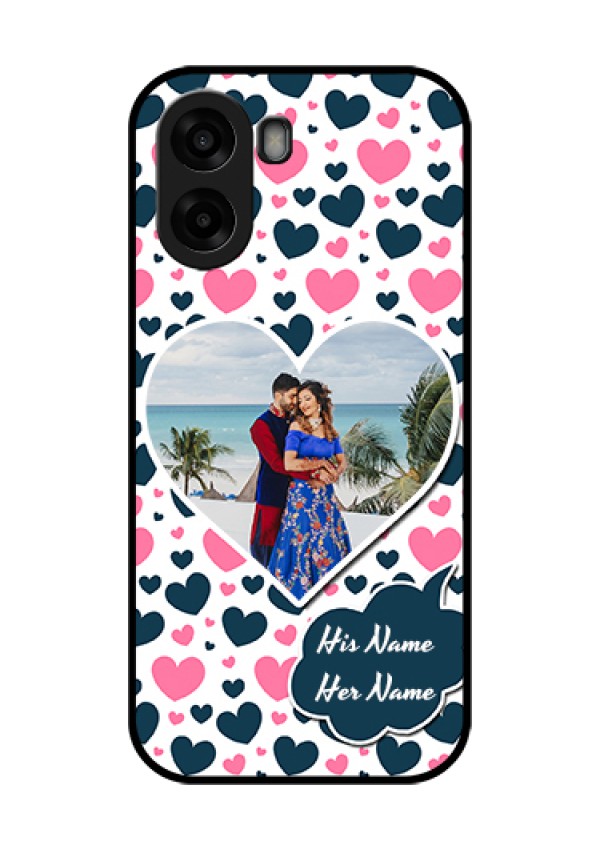 Oppo A6x 4G Custom Glass Phone Case - Pink & Blue Heart Design