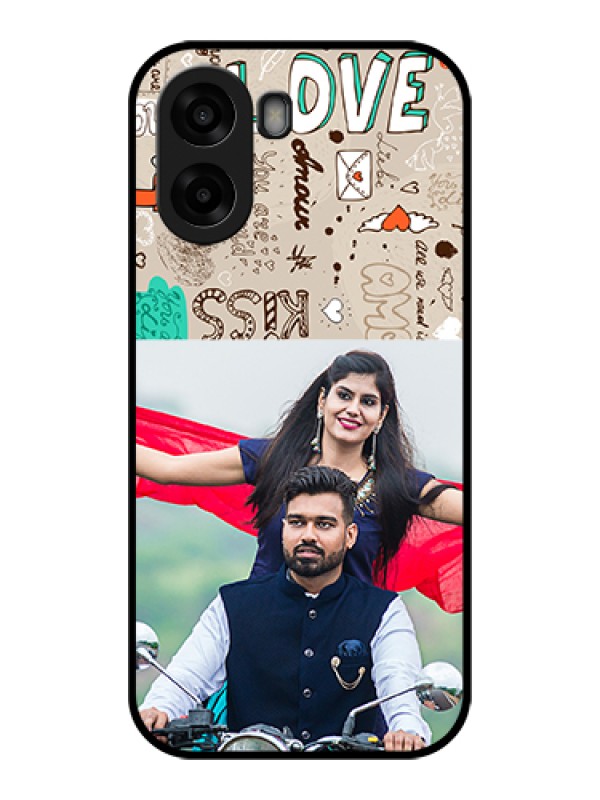 Custom Oppo A6x 4G Custom Glass Phone Case - Love Doodle Pattern