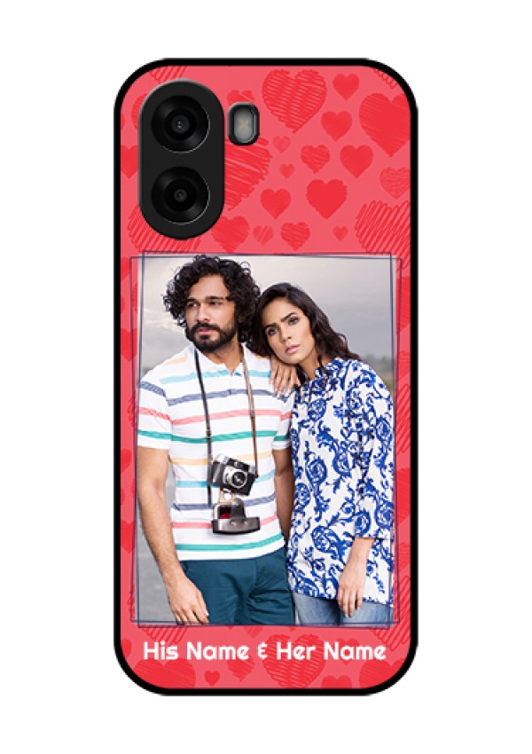 Oppo A6x 4G Custom Glass Phone Case - With Red Heart Symbols Design