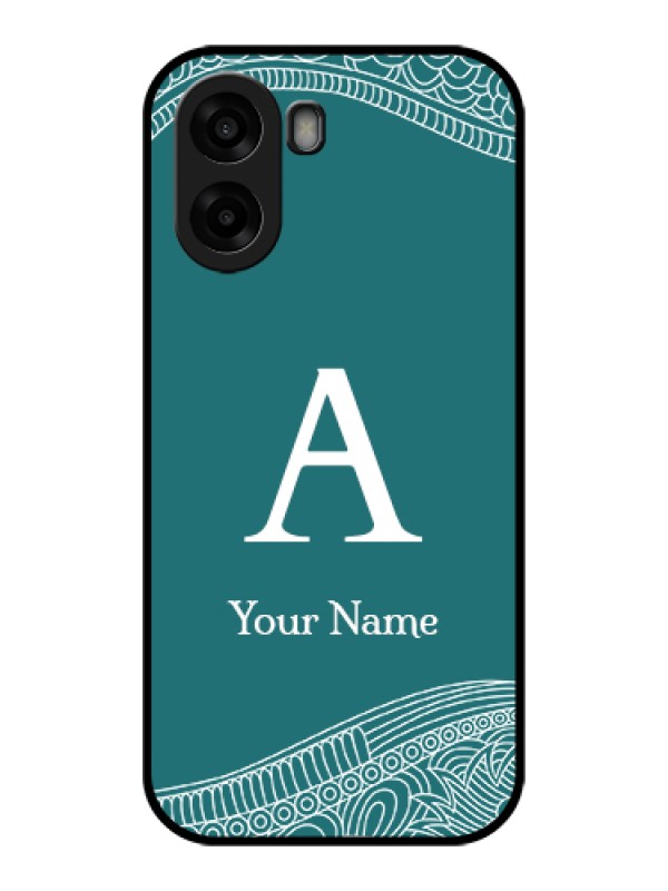 Custom Oppo A6x 4G Custom Glass Phone Case - Line Art Pattern With Custom Name Design