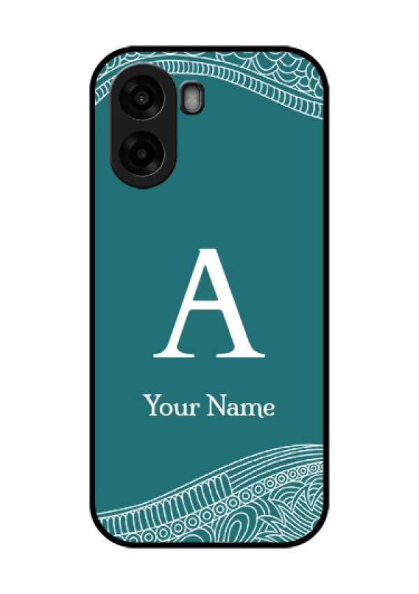 Oppo A6x 4G Custom Glass Phone Case - Line Art Pattern With Custom Name Design