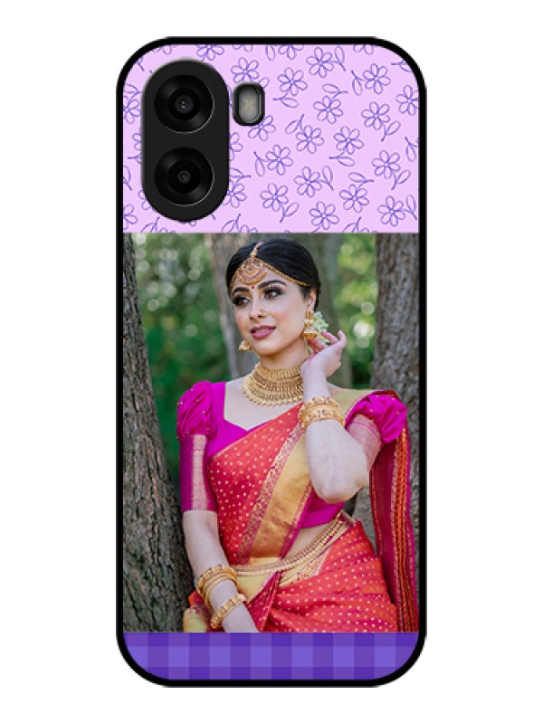 Custom Oppo A6x 5G Custom Glass Phone Case - Purple Floral Design