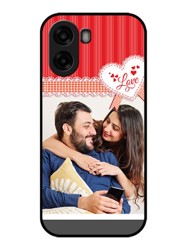 Custom Oppo A6x 5G Custom Glass Phone Case - Red Love Pattern Design