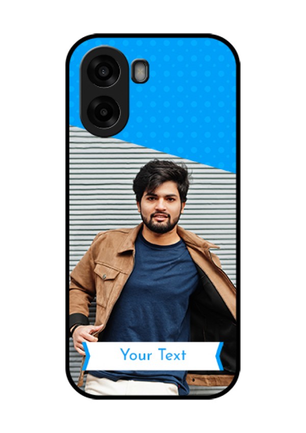 Oppo A6x 5G Custom Glass Phone Case - Simple Blue Color Design