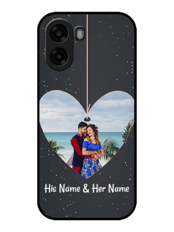 Custom Oppo A6x 5G Custom Glass Phone Case - Hanging Heart Design